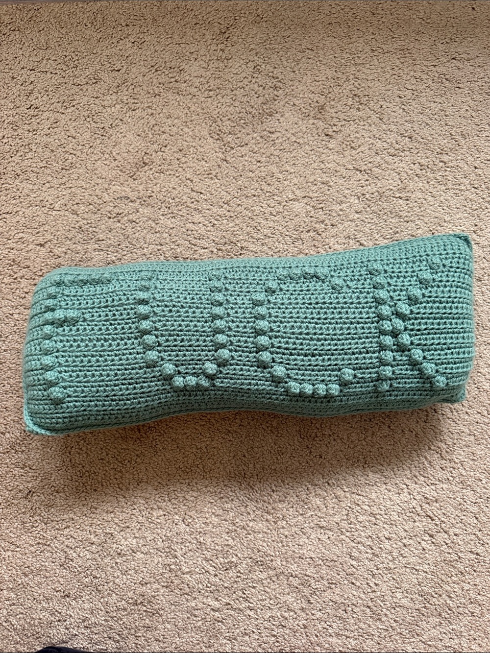 Handmade Green Crochet Pillow